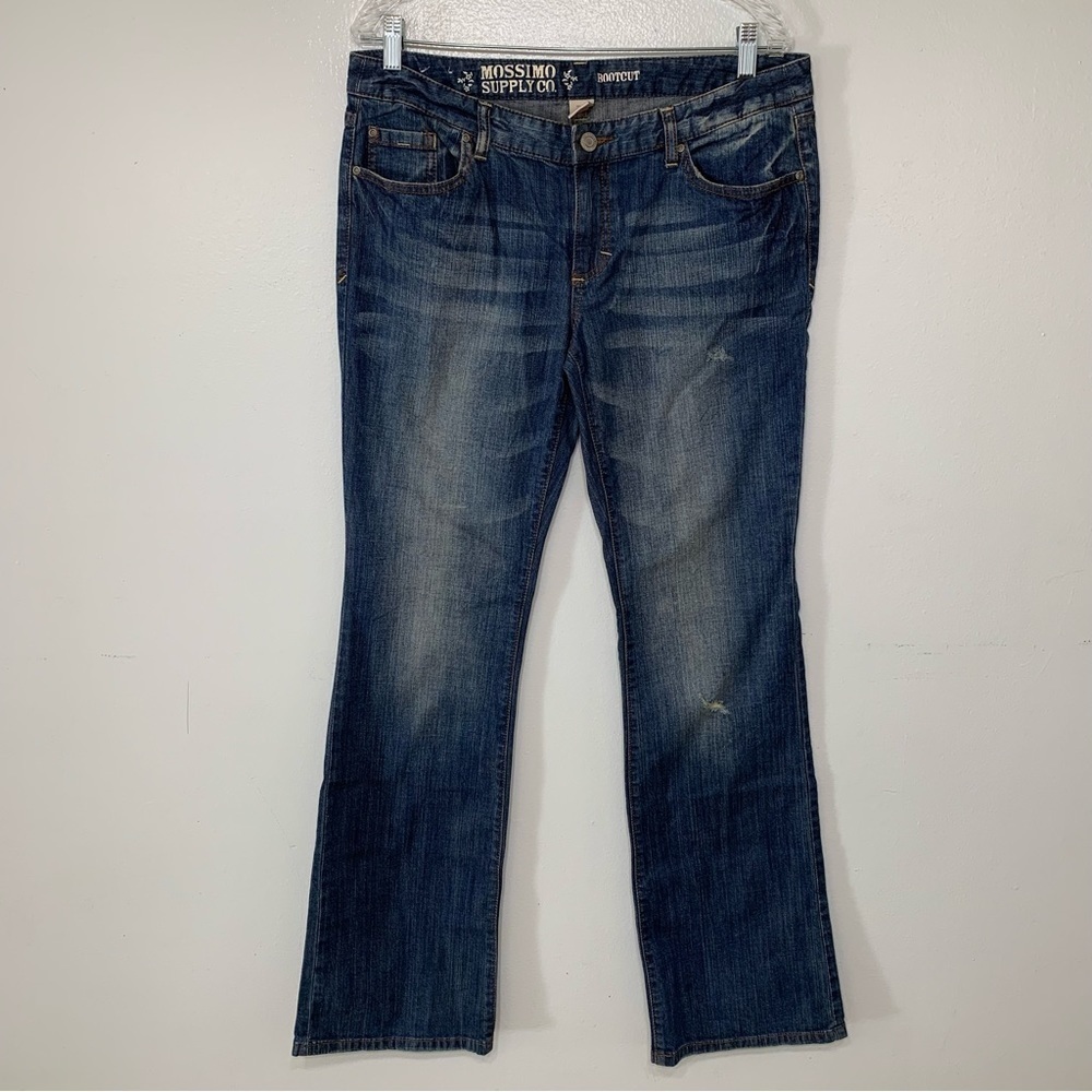 Mossimo Dark Wash Distressed Bootcut Jeans Size 15L